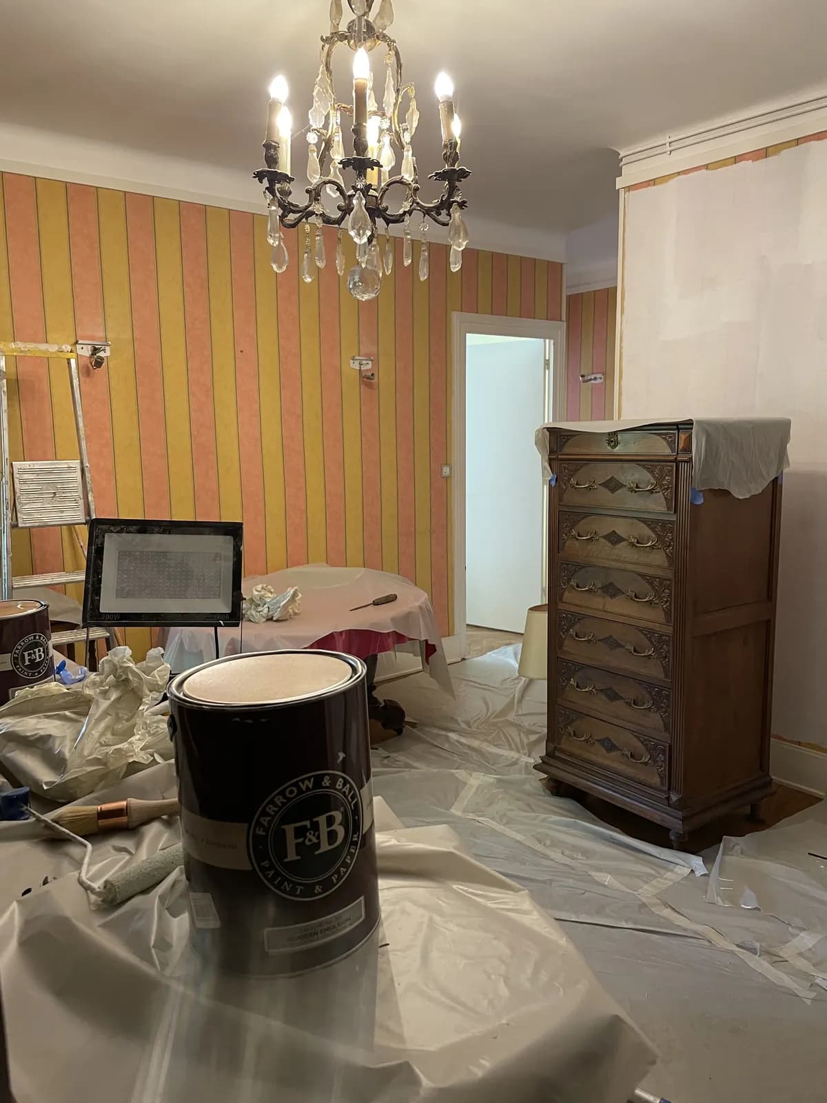 Séjour ancien protégé — Peinture & finitions, chantier Molla Travaux à Lyon